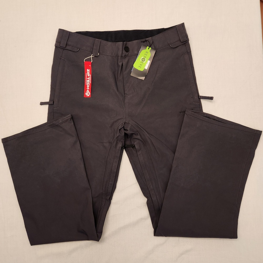 Volcom Freakin Snow Chino Pants Mens Large Dark Grey G1352615 Waterproof 15K NWT